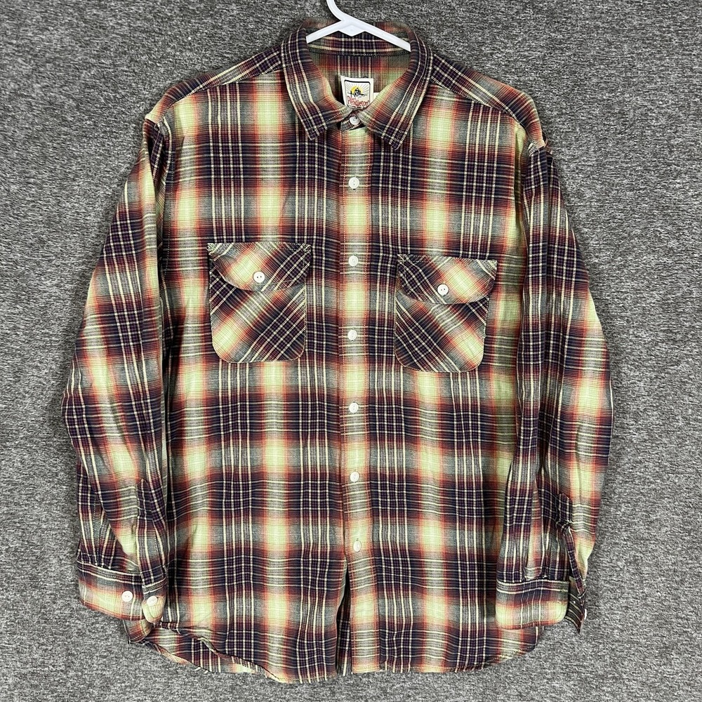 Surf Pendleton Shirt‎ Mens Medium Red Plaid Flannel Long Sleeve Button Casual